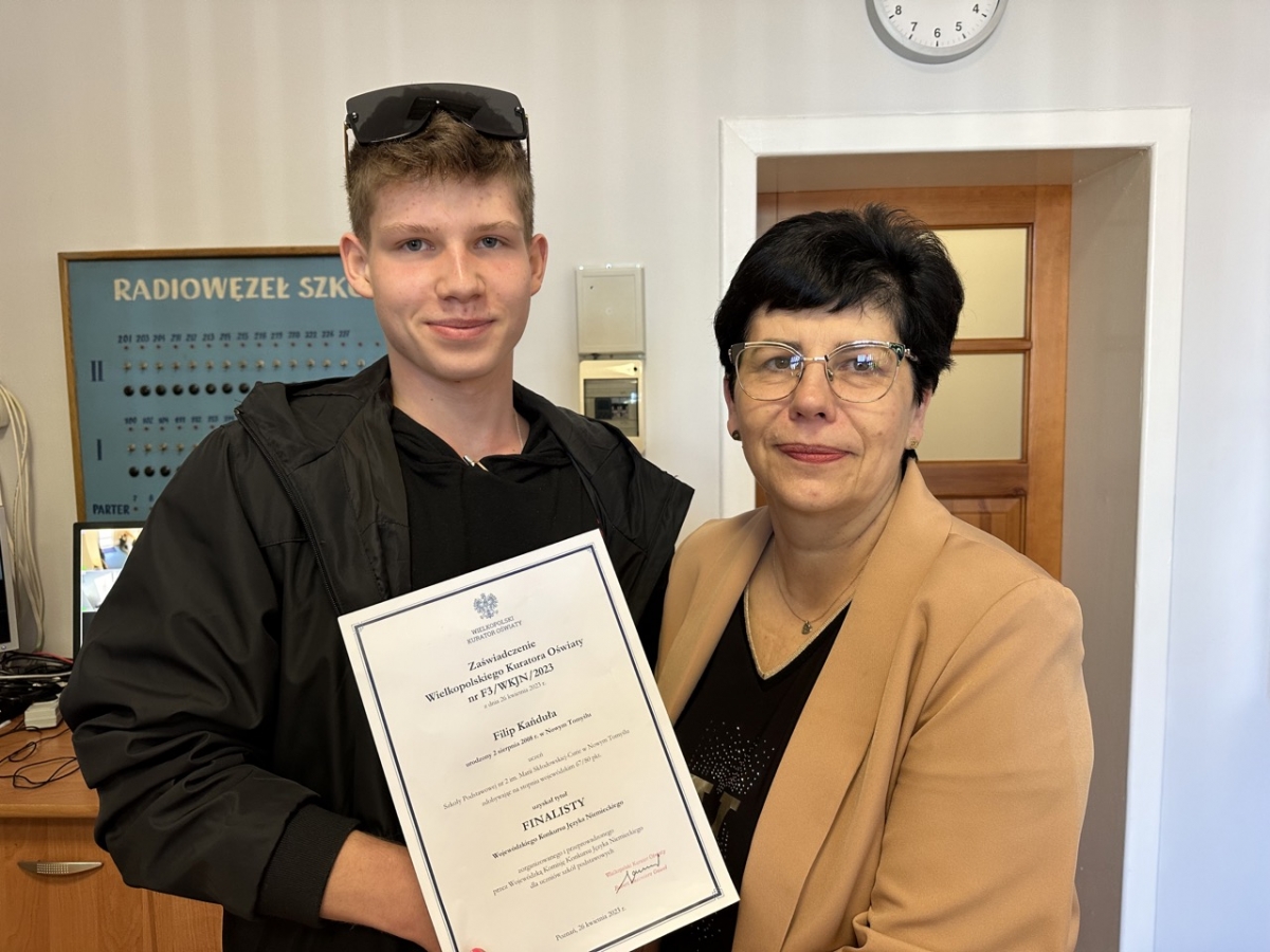 Uczeń Szkoły Podstawowej nr 2 w Nowym Tomyślu został Finalistą Konkursu Wojewódzkiego Języka Niemieckiego