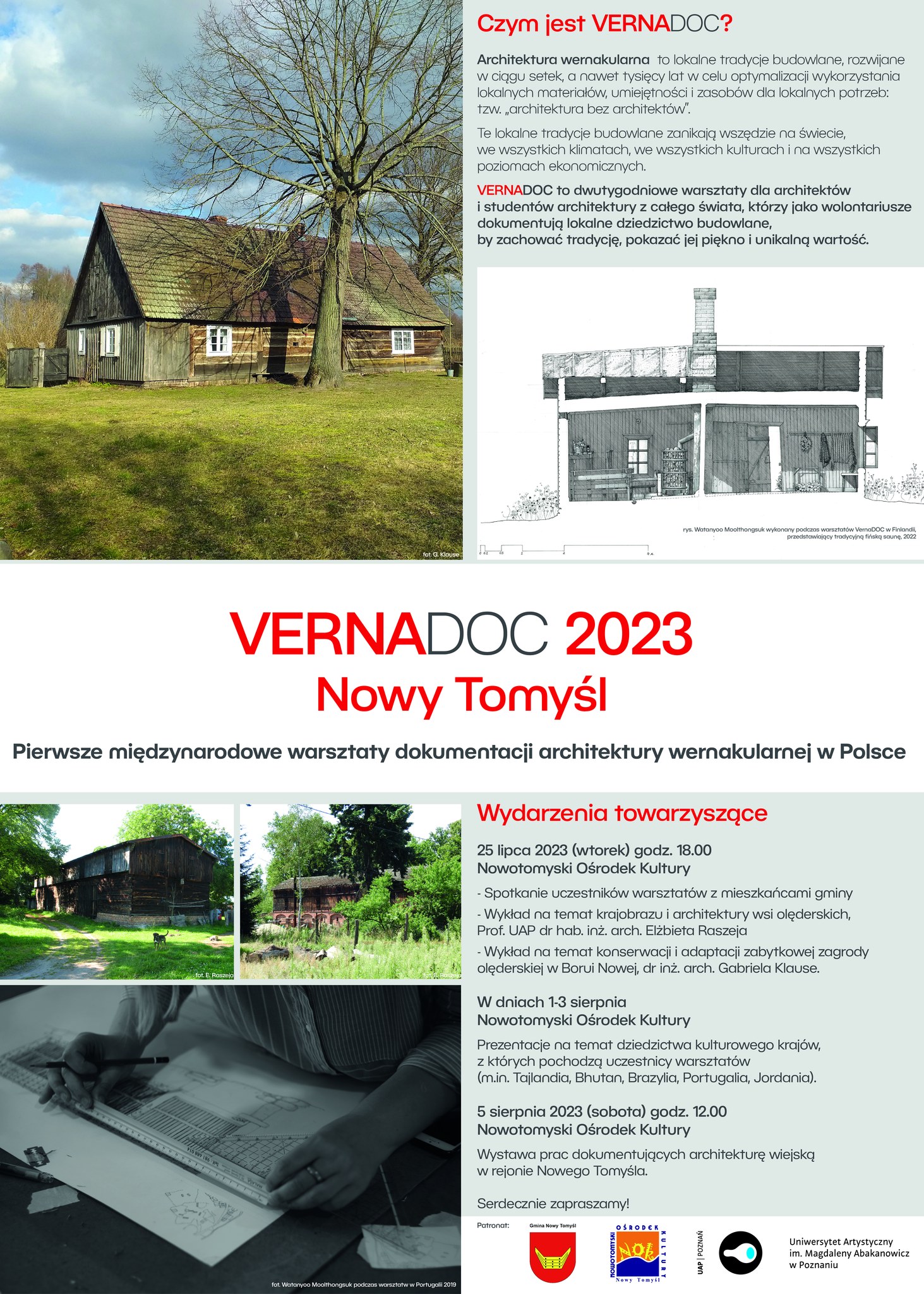 Już za kilka dni rozpocznie się VERNADOC 2023 w Nowym Tomyślu! Pierwsze w Polsce warsztaty architektury wernakularnej.