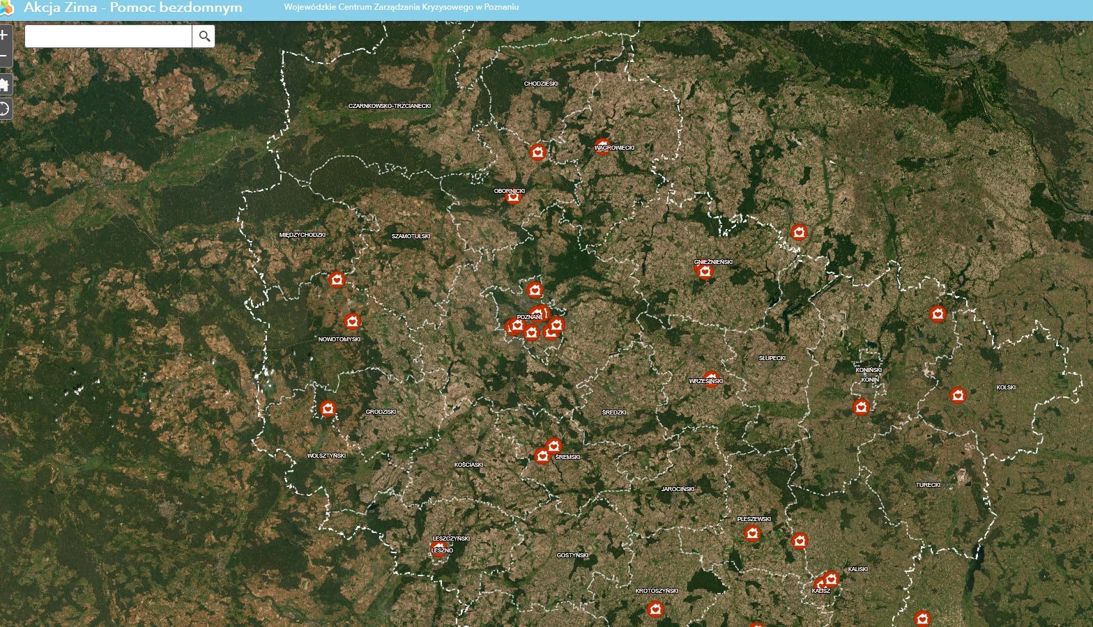 Aplikacja mapowa „Akcja Zima – Pomoc bezdomnym”