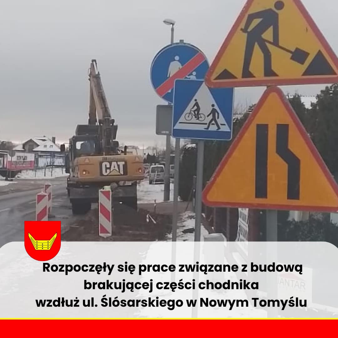 Rozpoczęły się prace, związane z budową brakującej części chodnika wzdłuż ul. Ślósarskiego w Nowym Tomyślu