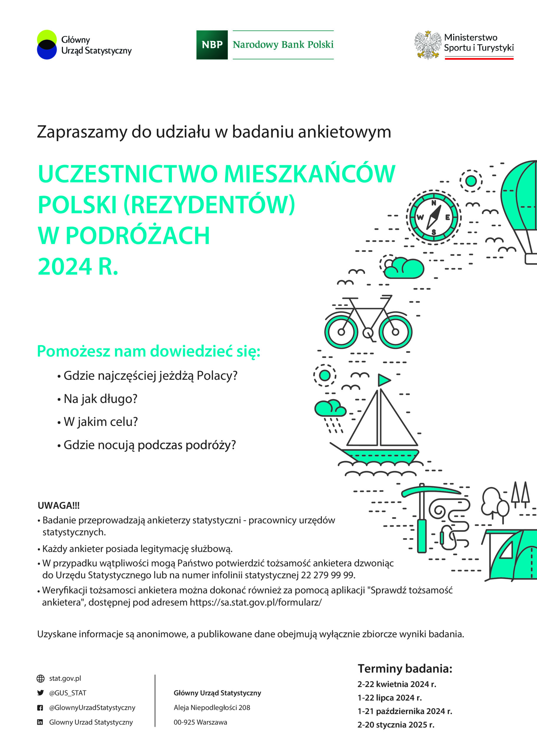 Badanie statystyczne dot. uczestnictwa mieszkańców Polski w podróżach